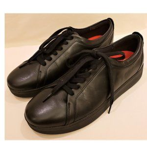 Fit Flop Women's Sneakers Size-9 Black Leather Biomechanically Engineered